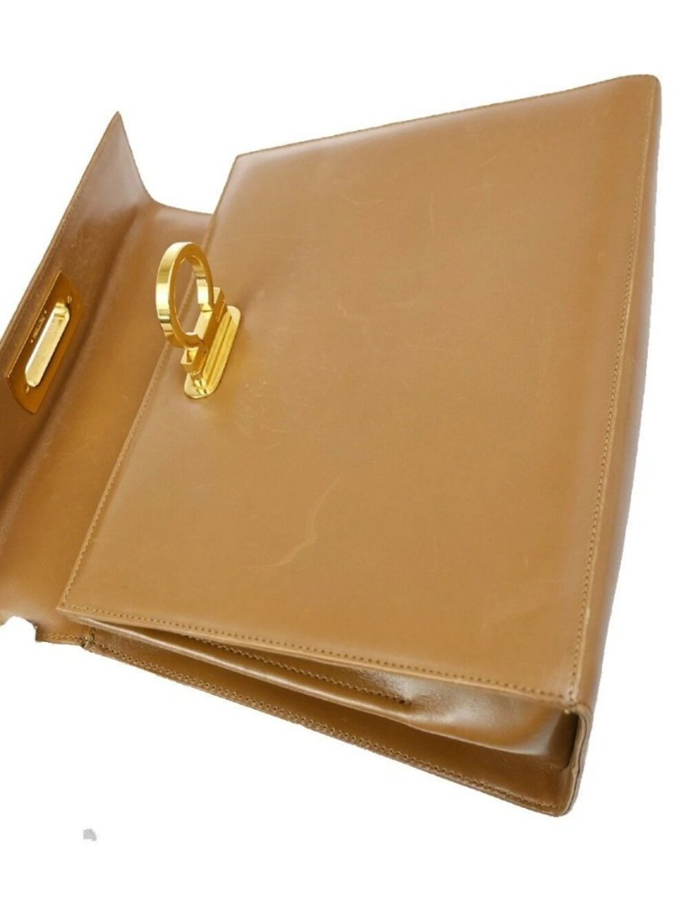 Salvatore Ferragamo Gancini Top Handle Bag Leather Brown GHW Italy 61CA782 - Picture 9 of 16